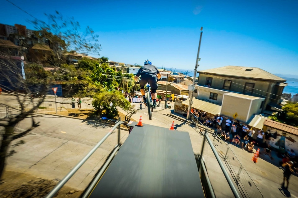 Downhill drone chase